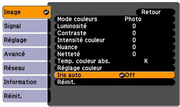 EPSON EB-93H - Sélectionnez Iris auto dans Image. - 1