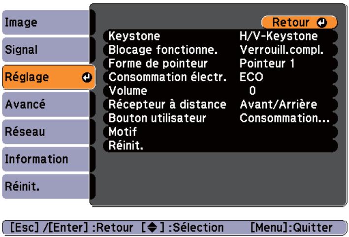 EPSON EB-93H - Menu Réglage - 1