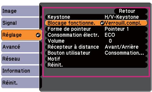 EPSON EB-93H - Sélectionnez un élément secondaire de menu. - 2