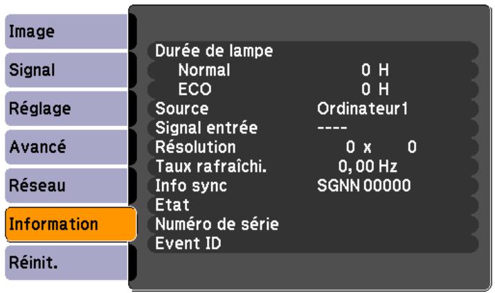 EPSON EB-93H - Menu Information (Affichage uniquement) - 1