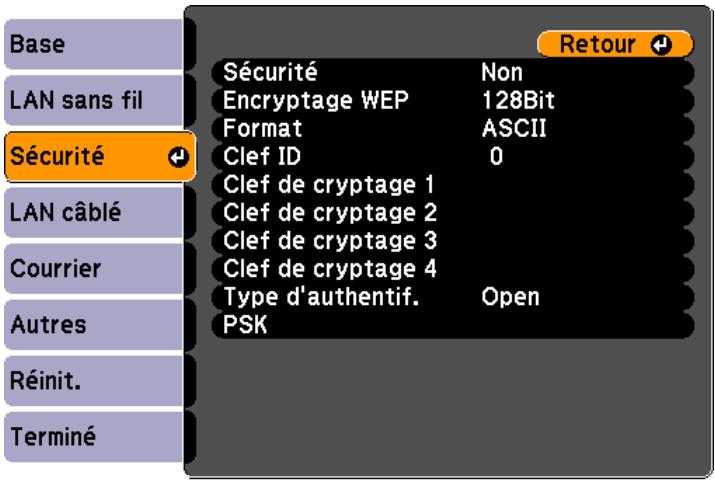 EPSON EB-D6250 - Menu Sécurité - 1