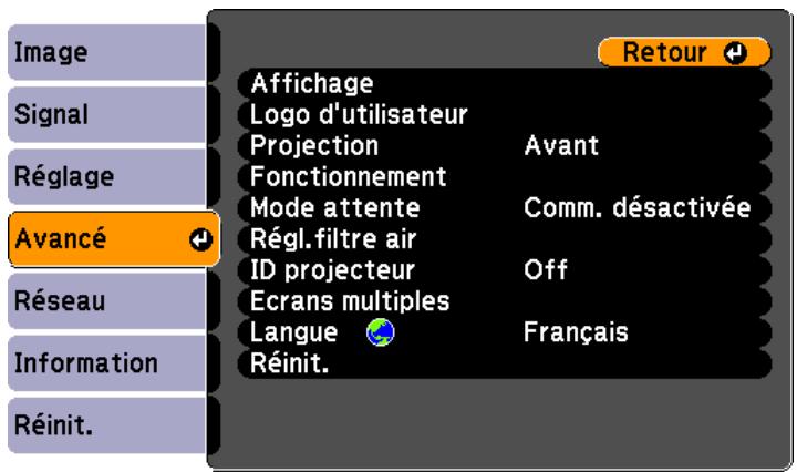 EPSON EB-D6250 - Menu Avancé - 1