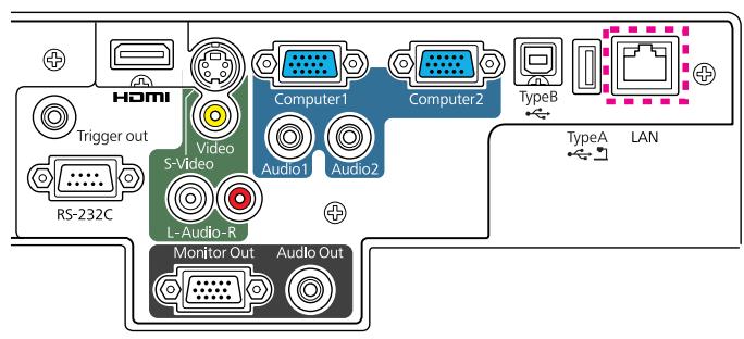 EPSON EB-D6250 - Connexion d'un câble LAN - 1