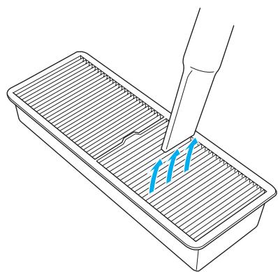 EPSON EB-D6250 - Éliminez la poussière restant sur le filtre à air à l'aide d'un aspirateur par la face avant. - 1