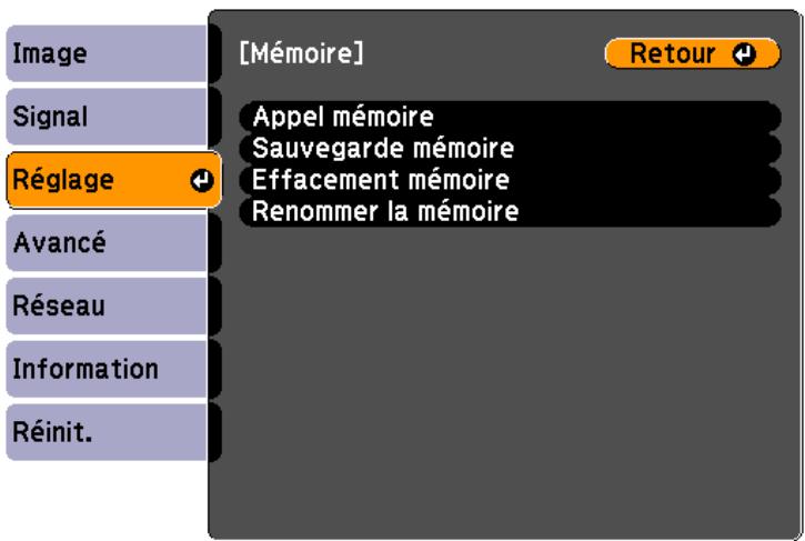 EPSON EB-G6050W - Enregistrement/chargement/effacement de la mémoire - 2