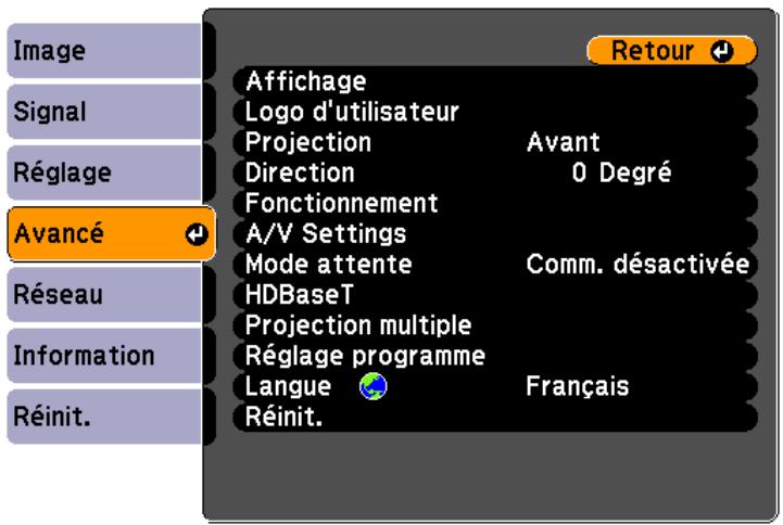EPSON EB-G6050W - Menu avancé - 1