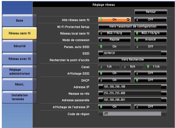 EPSON EB-G6050W - Menu réseau sans fil - 1