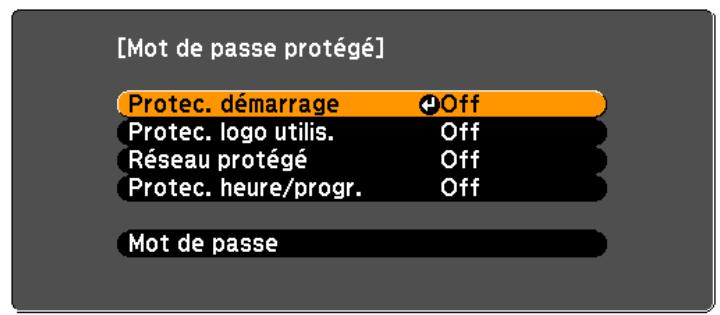 EPSON EB-G6050W - Réglage de la fonction mot de passe protégé - 3