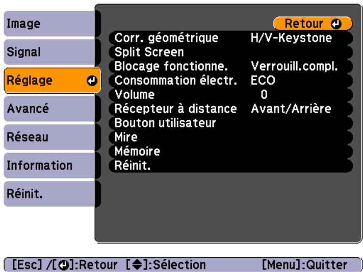 EPSON EB-G6050W - Menu réglage - 1