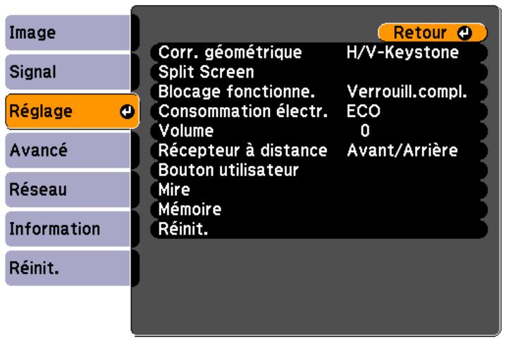 EPSON EB-G6450WU - Menu Réglage - 1