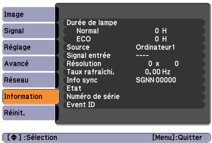 EPSON EB-G6450WU - Menu Information (Affichage uniquement) - 1