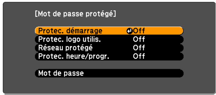 EPSON EB-G6450WU - Réglage de la fonction Mot de passe protégé - 4
