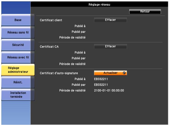 EPSON EB-G6450WU - Menu Réglage administrateur - 3