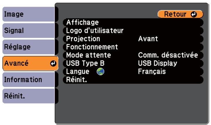 EPSON EB-X11 - Menu Avancé - 1