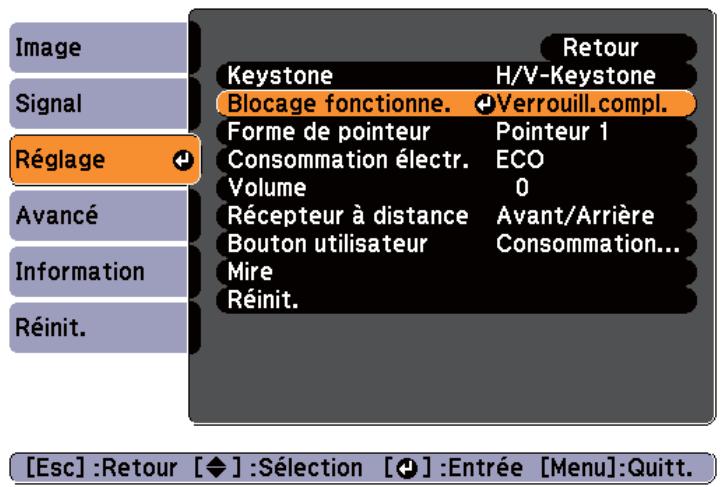 EPSON EB-X11 - Verrouillage des touches de fonctionnement (Blocage fonctionne.) - 3