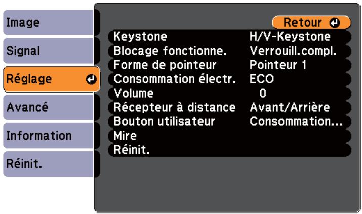 EPSON EB-X11 - Menu Réglage - 1