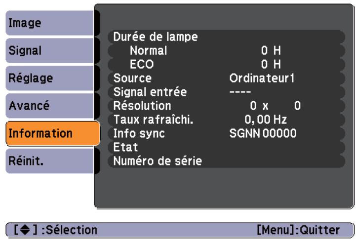 EPSON EB-X11 - Menu Information (Affichage uniquement) - 1