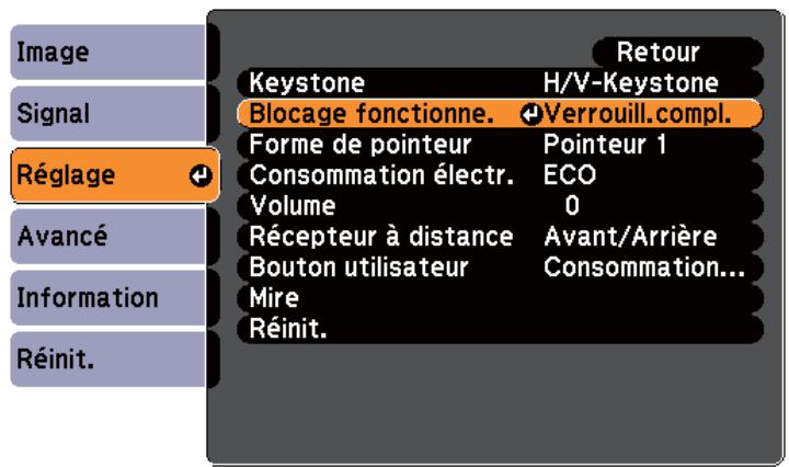EPSON EB-X12 - Verrouillage des touches de fonctionnement (Blocage fonctionne.) - 3