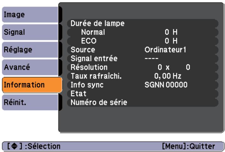 EPSON EB-X12 - Menu information (affichage uniquement) - 1