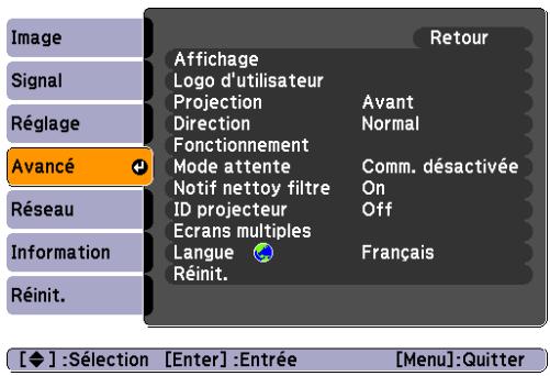 EPSON EB-Z8000WUNL - Menu Avancé - 1