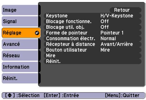 EPSON EB-Z8050WNL - Menu Réglage - 1