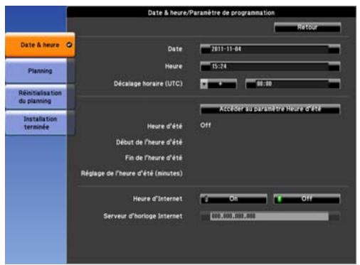 EPSON EB-Z8455WU - Définissez l'heure et le planning. - 1