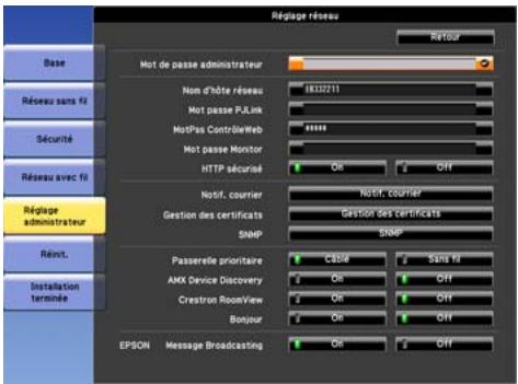 EPSON EB-Z8455WU - Menu Réglage administrateur - 1