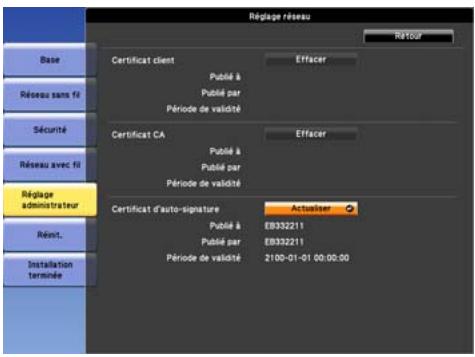 EPSON EB-Z8455WU - Menu Gestion des certificats - 1