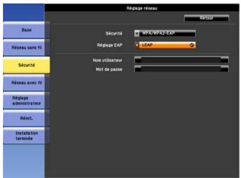 EPSON EB-Z8455WU - Si le mode WPA/WPA2-EAP est sélectionné. - 3