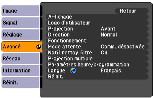 EPSON EB-Z8455WU - Menu de configuration - 8
