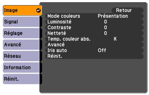 EPSON EB-Z8455WU - Menu de configuration - 1