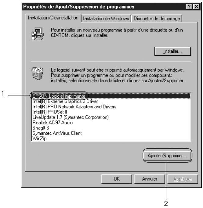 EPSON LX-300 II - Déinstallation du pilote d'impression et d'epson status monitor 3 - 2