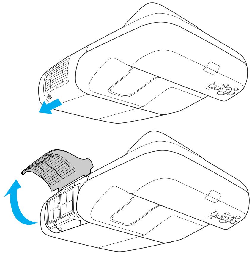 EPSON EB-450WI - Ouvrez le couvercle du filtre à air. - 1