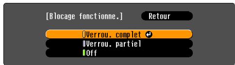 [Blocage fonctionne.] Retour Verrou. complet Verrou. partiel Off