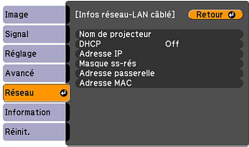 EPSON EB-450WI - Menu Réseau - 2