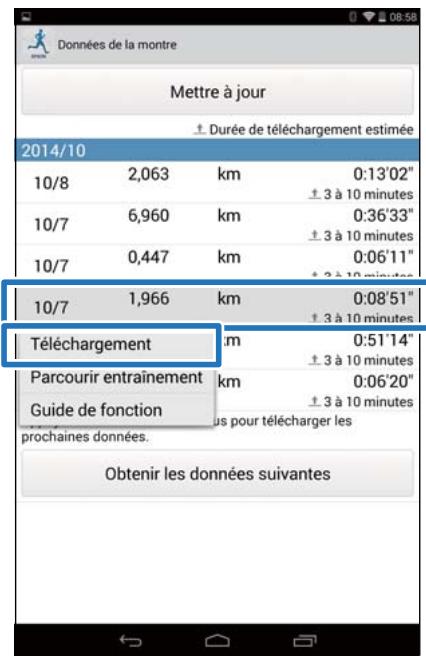 EPSON RUNSENSE SF-810 - Téléchargement et vérification des données mesurées - 2