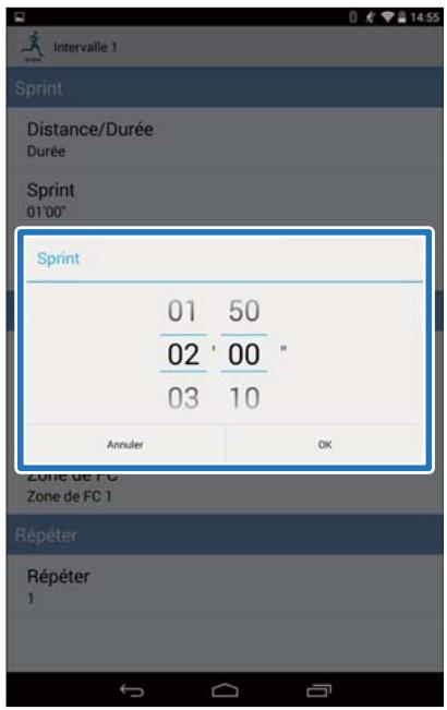 EPSON RUNSENSE SF-810 - Spécifiez les éléments sprint, récupération et répéter puis appuyez sur retour. - 1