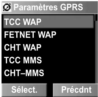 PANASONIC X300 - Paramètres GPRS : - 1