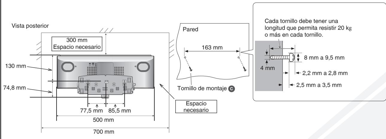 PANASONIC SC-HC30 - Coloque los tornillos de montaje en la pared. - 1