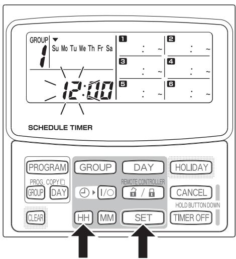 PANASONIC CZ-ESWC2 - ÉTAPE 1 Maintenir le bouton SET enforcé et appuyer sur le bouton HH pour régler l'heure. - 1