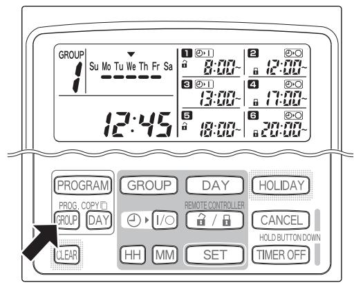 PANASONIC CZ-ESWC2 - ÉTAPE 6 Appuyer sur le bouton PROG. COPY GROUP (Copier le groupe) pour entrer les programmations copiées dans les groupes sélectionnés. - 1