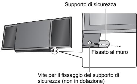 Supporto di sicurezza Fissato al muro Vite per il fissaggio del supporto di sicurezza (non in dotazione)