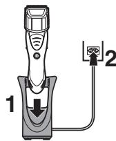 PANASONIC ER-GS60 - Schalten Sie den Haarschneider aus und stellen Sieihn so wie in der Abb. dargestellt in den Netzadapter, bis es klicht. - 1