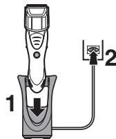 PANASONIC ER-GS60 - Stäng av klipparen och stoppa in den i AC-adaptern enligt bilden tills ett klickljud hors. - 1