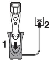 PANASONIC ER-GS60 - Turn off the clipper and insert it in the AC adaptor until it clicks as illustrated. - 1