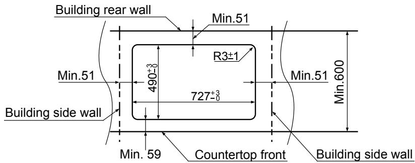 PANASONIC KY-B84BXBXD - Dimensions of countertop cutout - 1