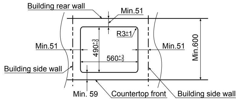 PANASONIC KY-B84BXBXD - Dimensions of countertop cutout - 2