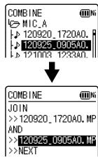 COMBINE MIC_A 120920_1720A0. 120925_0905A0. 121003 1233A0. COMBINE JOIN >>120920_1720A0.MP AND >>120925_0905A0.MP >>NEXT
