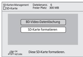 PANASONIC DMP-B200EBK - ■ Formatieren von SD-Karten/Löschen von Daten - 1