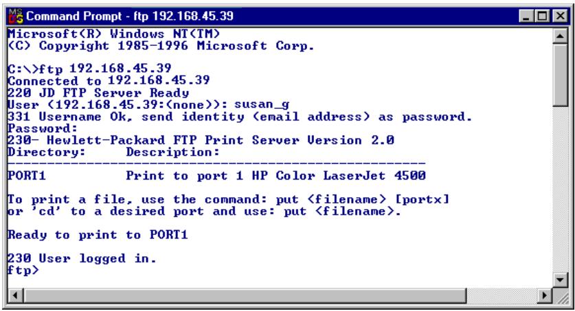 HP JETDIRECT 200M PRINT SERVER - Connexion FTP - 1